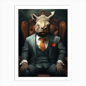 Rhino In A Suit 1 Art Print