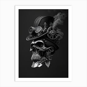 Skull With Steampunk Details Pink 2 Stream Punk Art Print