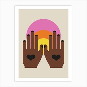 Retro Love Hands 1 Art Print