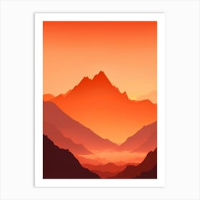 Misty Mountains Vertical Composition In Orange Tone 77 Art Print