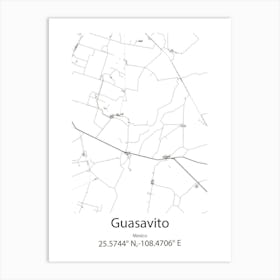 Guasavito,Mexico Minimalist Map Art Print