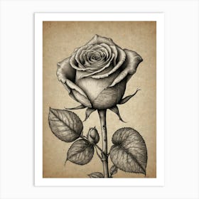 Rose Drawing Art Print