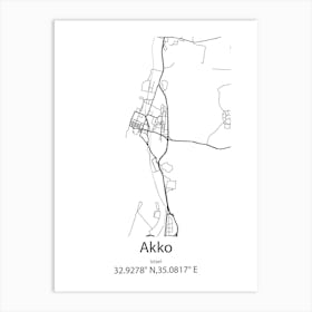 Akko,Israel Minimalist Map Art Print