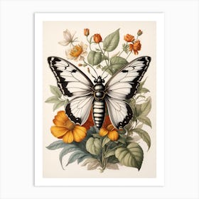 Butterfly And Flowers Art Print