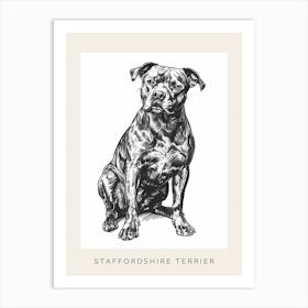 Staffordshire Terrier Line Sketch 2 Poster Art Print