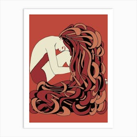 Woman With Long Hair Art Print