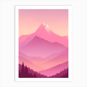 Misty Mountains Vertical Background In Pink Tone 10 Art Print