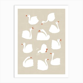 White Geese Art Print