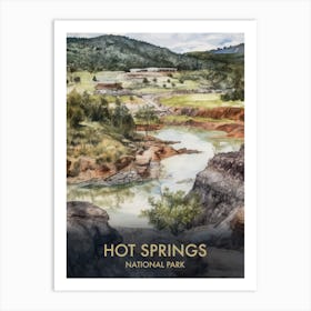 Hot Springs National Park Watercolour Vintage Travel Poster 1 Art Print