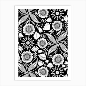 Black And White Botanical Art Print