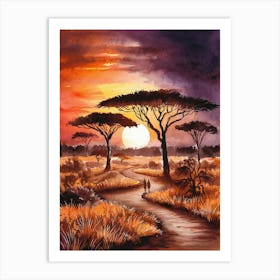 Sunset In The Savannah 2 Art Print