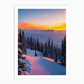 Cortina D'Ampezzo, Italy Sunrise Skiing Poster Art Print