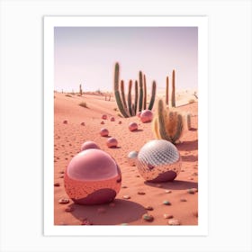 Disco Balls 3d In The Desert 3 Art Print