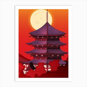 Chinese Pagoda At Sunset Art Print