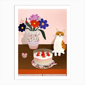 Cat And A Trifle Cake 1 Art Print