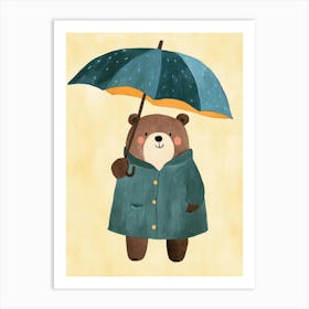 Bear In The Rain Art Print