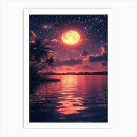 Full Moon Over Water 3 Art Print