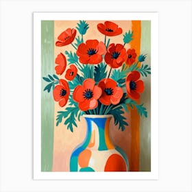 Poppies In A Vase 1 Art Print