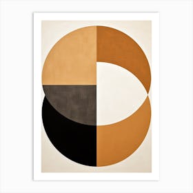 Bauhaus Opulence: Beige Abstract Circles Art Print