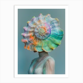 "Artistic Woman's Portrait with Shell Headpiece" Art Print