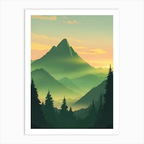 Misty Mountains Vertical Composition In Green Tone 207 Art Print