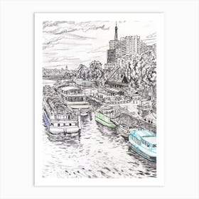Tower, Clouds And River Art Print