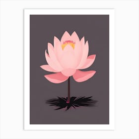 A Pink Lotus In Minimalist Style Vertical Composition 91 Art Print