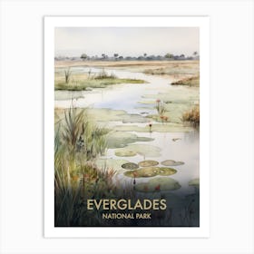 Everglades National Park Watercolour Vintage Travel Poster 4 Art Print