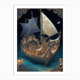 Ship In The Night Art Print