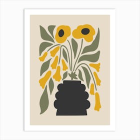 Minimalist Flower Arrangement in Green and Yellow 1 1 Art Print