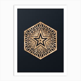 Abstract Geometric Gold Glyph on Dark Teal n.0428 Art Print