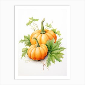 Miniature Pumpkin Watercolour Illustration 2 Art Print