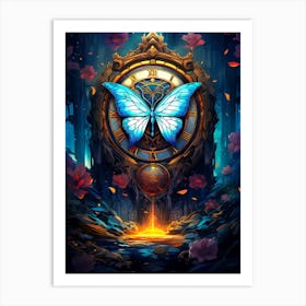 Clock In The Forest Art Print