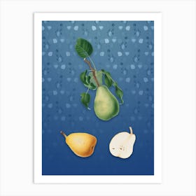 Vintage Winter Citron Botanical on Bahama Blue Pattern n.0063 Art Print