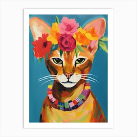 Abyssinian Cat With A Flower Crown Painting Matisse Style 1 Art Print