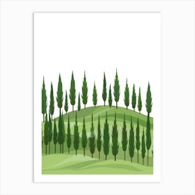 Cypress Trees In The Field Art Print