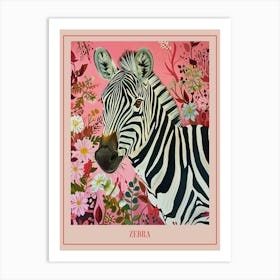 Floral Animal Painting Zebra 3 Poster Art Print