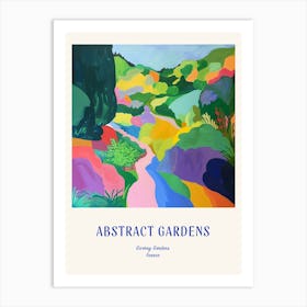 Colourful Gardens Giverny Gardens France 3 Blue Poster Art Print