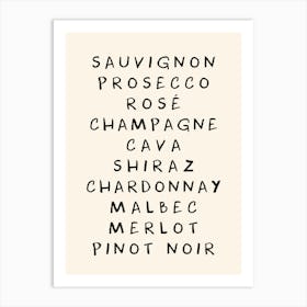 Wine Names Print Art Print