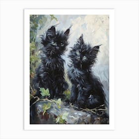 Two Black Cats Rococo Inspired Painting 2 Art Print