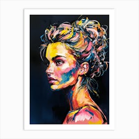 Girl With Colorful Hair 8 Art Print