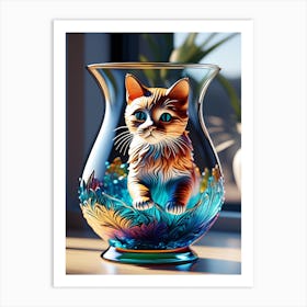 Cat In A Vase Art Print