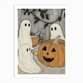 Ghosts And Pumpkins 4 Art Print