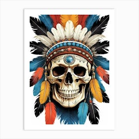 Skull Indian Headdress (9) Art Print