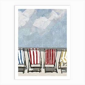 Deck Chairs In The Rain Art Print