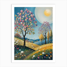 Autumn Trees In The Meadow Art Print