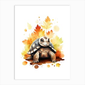 Turtle Watercolour In Autumn Colours 0 Art Print