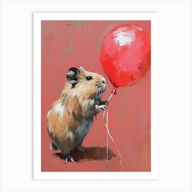 Cute Guinea Pig 1 With Balloon Art Print
