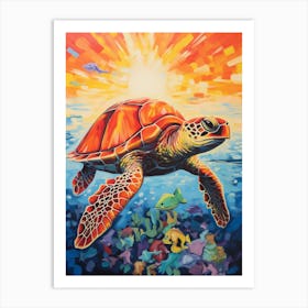 Sea Turtle And The Sunset 1 Art Print