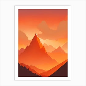 Misty Mountains Vertical Composition In Orange Tone 190 Art Print